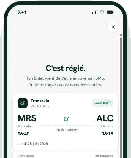 Billet d’embarquement dans l’app